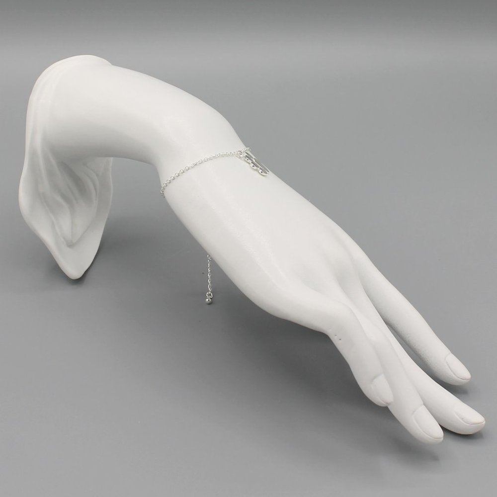 Silver tone dog cat paw animal dainty bracelet - Picture 4 of 6